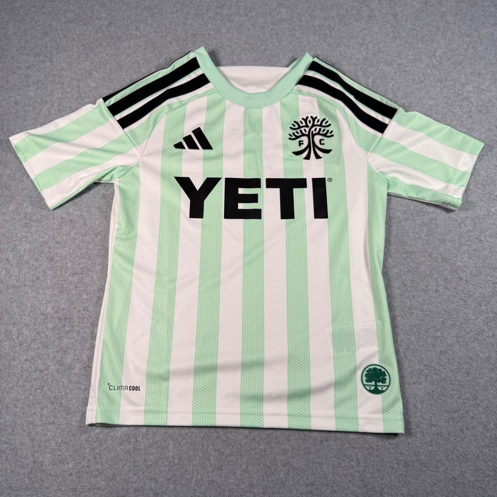 Adidas Austin FC 2024 Away Jersey Youth Small White Green Yeti MLS JL8508